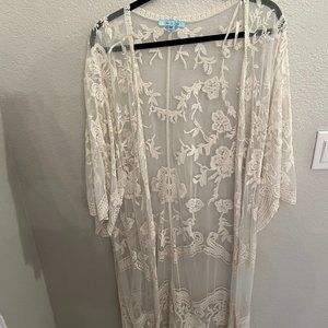 Beige Lace Kimono